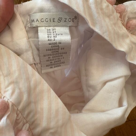 Maggie & Zoe pink white striped chick spring ruffle sleeveless dress SIZE 2T - Picture 5 of 6